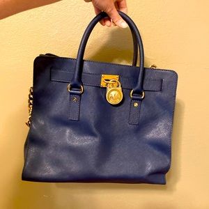 Michael Kors Navy Satchel with Lock Pendant